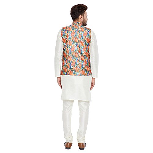Image of SOJANYA (Since 1958, Men's Silk Blend Grey Kurta Pyjama & Silk Blend Jacket Combo