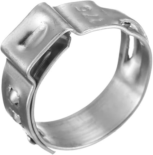 100PCS Stainless Steel 304 Single Ear Pipe Clamps,6.5-21mm Sizes for Plumbing Automotive Industrial Hose Repair,10.8,13.3mm 100pcs