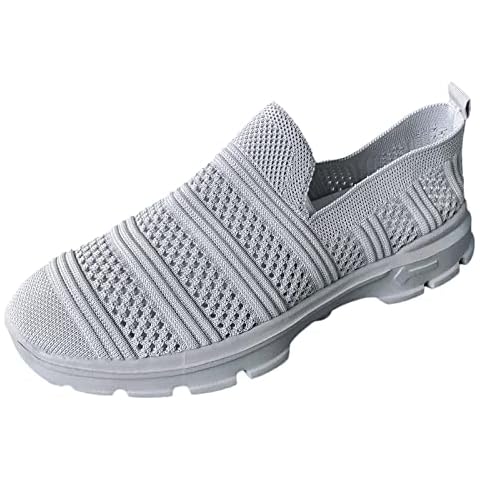 Corlidea Trainers for women, casual sports shoes, mesh running shoes, knit detail, slip-on running shoes, women's trainers, gray, 9 UK Cover