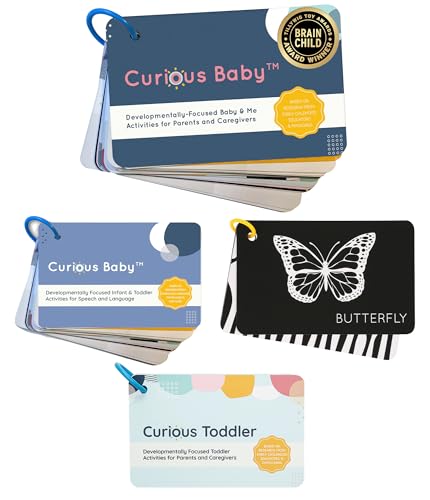 Image of Curious Baby™, Toddler, High Contrast, and Speech Development Cards. Award Winning 40+ Activities for Baby & Me, Activity at Home, Speech and Language Development