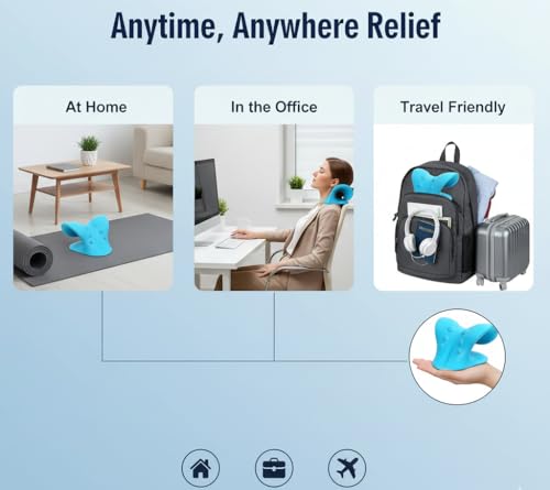 Image of DOLTAS Neck Support Stretcher - Cervical Traction Device for Neck & Shoulder Pain Relief, Massage Relaxer, Acupressure Chiropractic Support (SKY BLUE)