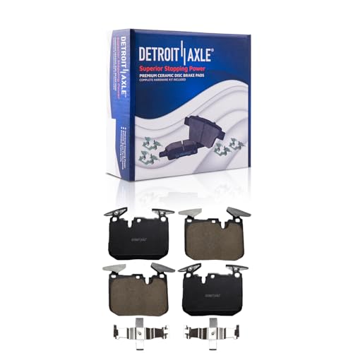 Image of Detroit Axle - Front Brake Pads for BMW 228i 320i 340i 430i 435i 330i 428i 430i 435i 440i xDrive Ceramic Brake Pads with Hardware Set Replacement