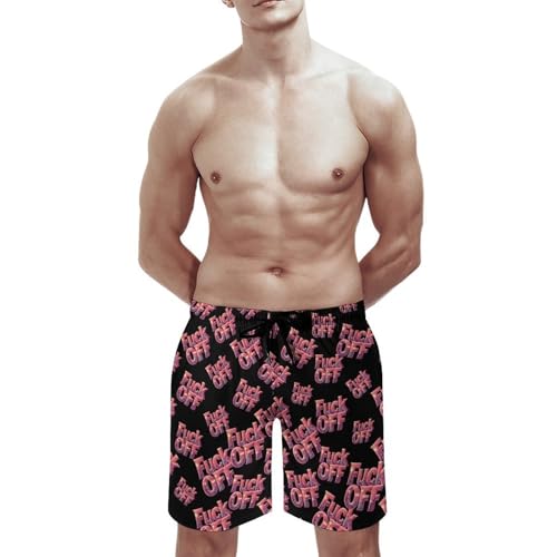 Fuck Off Glitter Mens Swim Trunks Quick Dry Beach Swimming Shorts with Mesh Lining and Pockets2