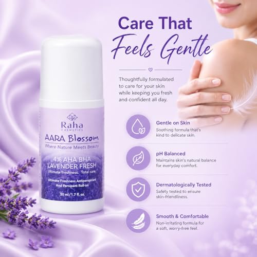Image of AARONIC Underarm Roll On Deodorant 50ml - Long Lasting Floral Fragrance | 4% AHA BHA | Roll On for Man & Women | Underarm Roll On Men Odour Control (Lavender Fresh)