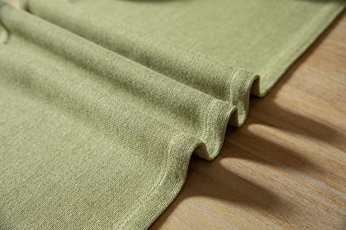 Image of ZeeMart Burlap Style Farmhouse Table Runners 36 Inches Long, Sage Green Rustic Woven Dining Table Runner for Everyday Use, 14x36 Inches, Light Sage Green