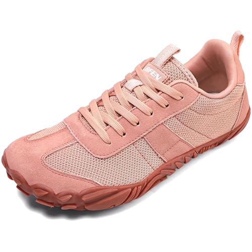 UBFEN Sneakers Barefoot Shoes for Womens Mens Minimalist Trail Running Hiking Comfortable Walking Pink Size US 8.5 Women/6.5 Men