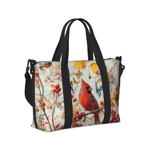 red bird print Travel Duffel Bag, Sports Tote Gym Bag, Swim Pool Bag Large Shoulder Tote Bag for Beach Weekender3