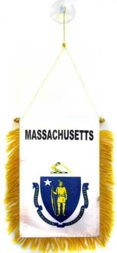 Wholesale lot 12 State of Massachusetts Mini Flag 4''x6'' Window Banner - Party Decorations Supplies For Parades - Prime Outside, Garden, Men Cave Decor Flag