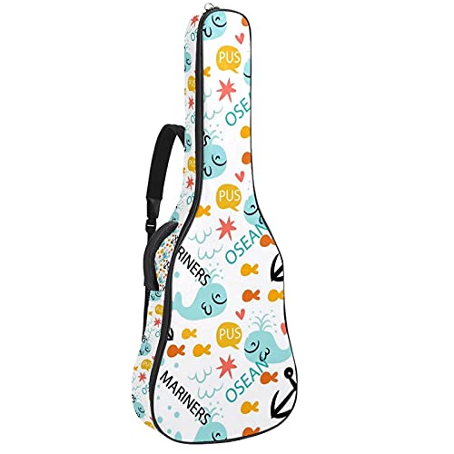 Sac à dos pour guitare acoustique 106 cm rembourré motif animaux