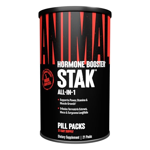 ANIMAL Stak   potenciador de testosterona y suplemento para desarrollo muscular, fuerza y rendimiento   Cápsulas con aminoácidos, vitaminas y minerales   21 paquetes