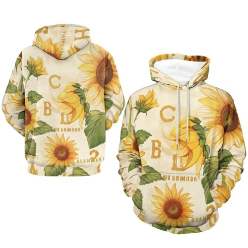 Sweat à Capuche Tournesol Alphabétique Hoodie Pullover Mixte - 7