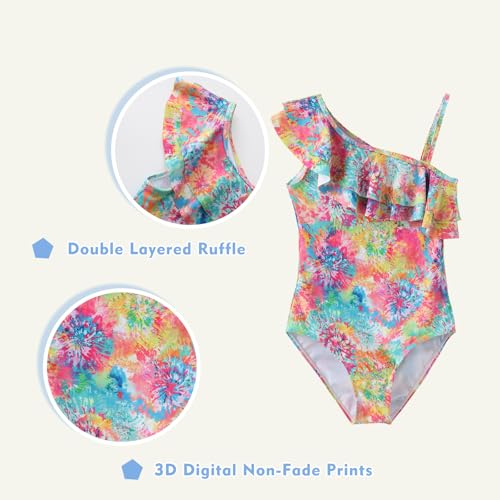 Image of Girls One Piece Swimsuits Hawaiian Ruffle Swimwear Kids Summer Bathing Suit 3-14 Years