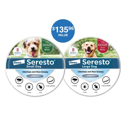 Seresto Large Dog For Dogs Over 18 Lbs. & Seresto Small Dog For Dogs Under 18 Lbs Vet-Recommended Flea & Tick Treatment & Prevention Collars | 8 Months Protection Each #TOP1