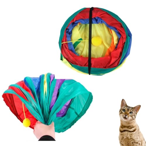 Túnel Labirinto para Gatos em Y Brinquedo Interativo para Pets Dobrável com 3 Entradas Colorido com