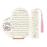 Nieta Regalos Conejo Cumpleaños Carteles de Madera Marcador Conjunto de 2 Piezas Inspirador Signos de Corazón Navidad Familia Mujeres Niñas Animar Pascua Año Nuevo Recuerdos Genial