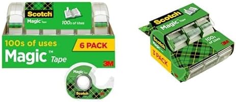 Bundle of Scotch Magic Tape, Invisible, Home Office Supplies and Back to School Supplies, 6 Tape Rolls with Dispensers + Scotch Magic Tape, 3 Dispensered Rolls, Invisible, Clear Tape 3/4 x 300 Inches