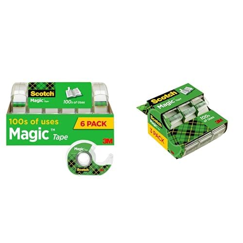 Image of Bundle of Scotch Magic Tape, Invisible, Home Office Supplies and Back to School Supplies, 6 Tape Rolls with Dispensers + Scotch Magic Tape, 3 Dispensered Rolls, Invisible, Clear Tape 3 /4 x 300 Inches