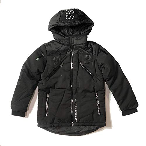 Guess Jungen Winterjacke mit Kapuze, L94L10 WC810 schwarz (10 Jahre (140))