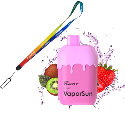 VAPORSUN, Pack 3 Vaper Sin Nicotina + Lanyard, 10.000 Caladas, Vaper Recargable Tipo C, Vaporizador Sin Líquido, Disponible en 10 Sabores