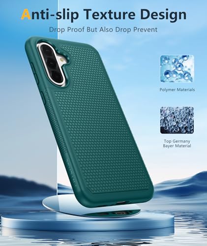 Image of FNTCASE for Galaxy A36-5G Phone Case - A56-5G Military Grade Drop Protection, 14ft Drop Tested, Screen Protector Included, Anti-Slip Matte Textured, TPU+PC Dual Layer Shockproof Cover (Green)