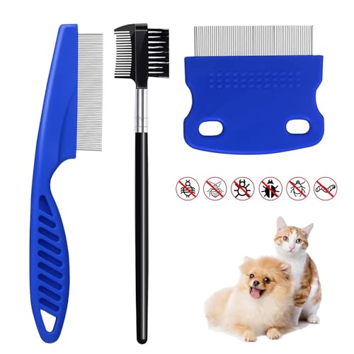 3 peines para eliminar pulgas y manchas lagrimales, peine para eliminar pulgas, dientes de metal, peine para eliminar pulgas, peine de dientes de metal, peines quitamanchas de lágrimas, peine para