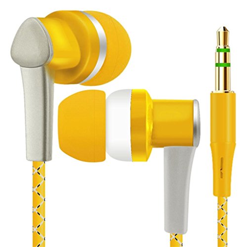 Pocciol Earbuds,3.5mm Wired Stereo Headset Earbuds w Microphone Universal for Smartphones (Yellow)