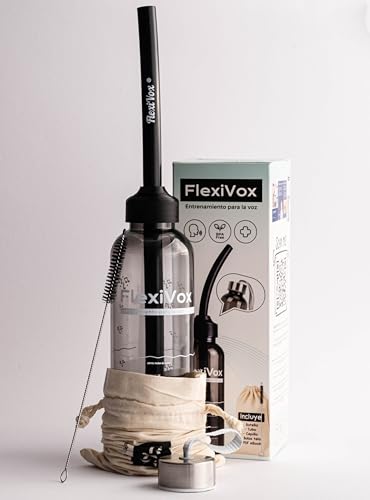 FlexiVox kompatibel mit Lax Vox Schlauch Methode | Stimmtraining SOVT für Sänger Logopädie und Stimmtherapie | Kit: Kalibrierter Schlauch Messflasche Bürste Tasche & eBook