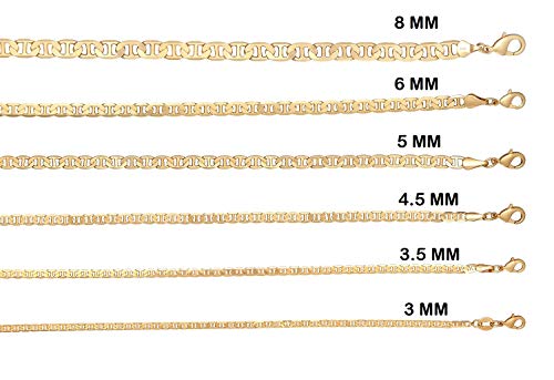 Barzel 18K Gold Plated Mariner Chain Necklace for Women, Flat Marina - Made in Brazil4