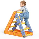 Krovtoy Dreieck Kletterrahmen Orange-Blau, rutschfest Kletterbogen für Kinder, Ergonomischer Indoor Outdoor Spielturm, Platzsparend Auch Als Treppe Nutzbar