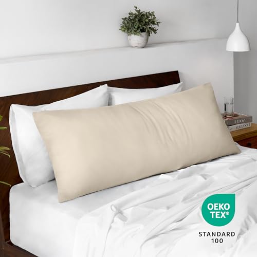 Image of Bare Home Microfiber Body Pillow Cover - Ultra Soft - Cooling Pillowcase - Double Brushed - Pillowcase with Zipper Closure - Easy Care (21''x54'' Body Pillow Cover, Sand)