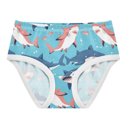 Wusikd Cartoon Shark Fishes Girls' Underwear Cotton Cute Girls Briefs Soft Toddler Underwear 2T