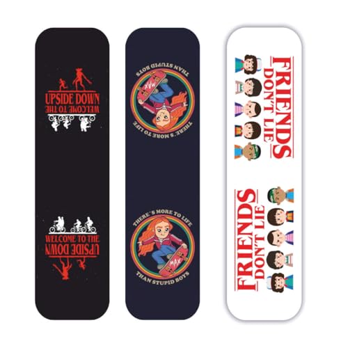 Image of Zesta Magnetic Bookmark Set of 7 | Aesthetic Book Mark for Reading | Cute Anime Bookmarks for Kids, Students | Book Accessories for Novels, Gifts for Readers (Stranger Things Bookmarks, 9X2.5 Cms)