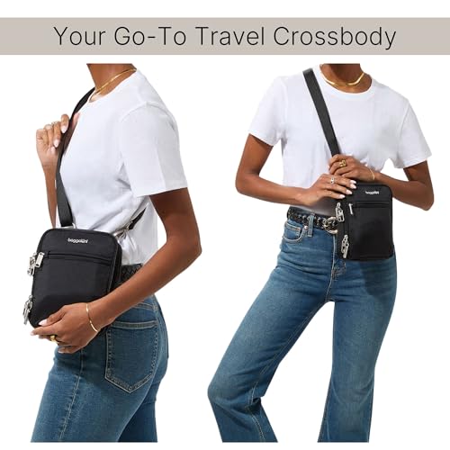 baggallini securtex anti-theft mini everything crossbody bag 6334x82534 rfid locking zippers amp cut-resistant strap