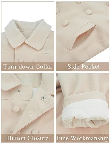 Happy Cherry Toddler Girls Double Breasted Dress Coat Classic Wool Peacoat Button Winter Trench Coat for Kids4