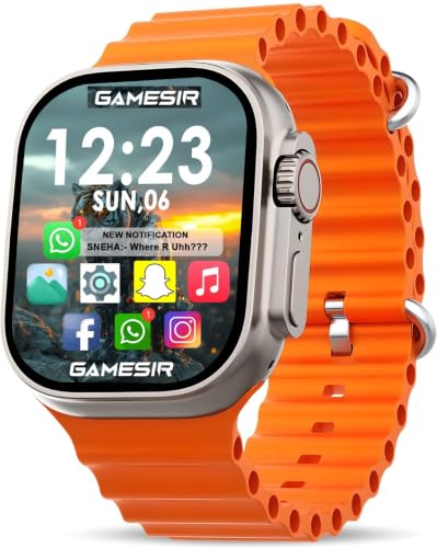 Image of 1.83 inch AMOLED Bluetooth Calling Smartwatch with 100+ Sports Modes, IP67 Water Resistance & Ocean Band (Orange)