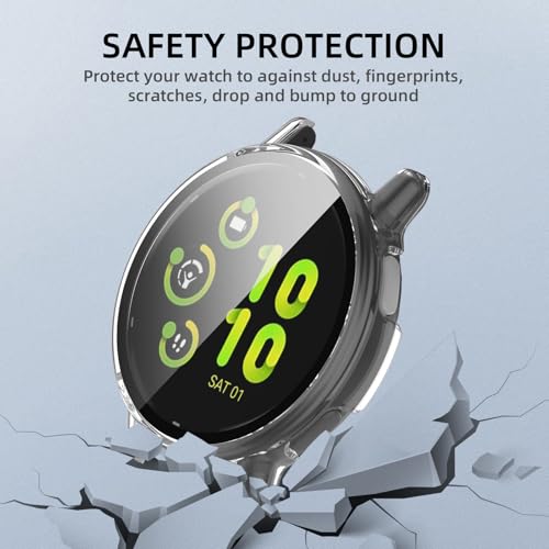 Image of Case Compatible with Garmin Vivoactive 5, Hard PC Case with Tempered Glass Screen Protector, All-Round Protection, Scratch-Resistant and Shock-Absorbing Protective Case for Garmin Vivoactive 5
