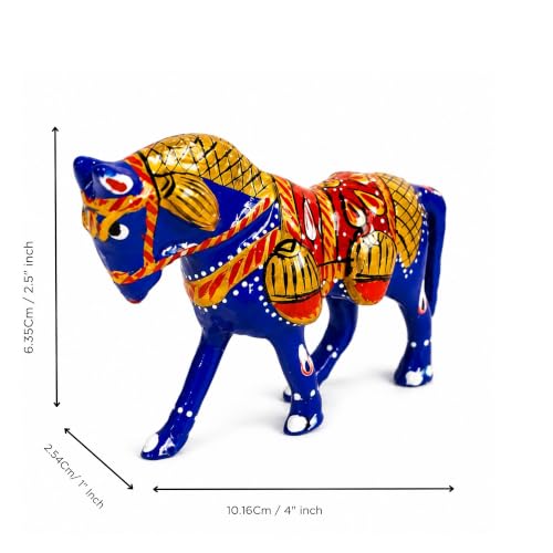 Image of eCraftIndia Handcrafted Multicolor Horse Showpiece for Home Decor | Traditional Rajasthani Painted Horse Figurine | Decorative Table Accent, Office Desk Decor & Gifting Item