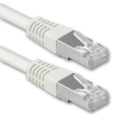 1aTTack.de® 5m - Blanco - 1 Stück - CAT6 Cat 6 Ethernet LAN Cable de Red 1000 Mbit/s CAT6 Doble blindado PIMF 250MHz Libre de halógenos Compatible con CAT5e CAT6a CAT7 CAT8