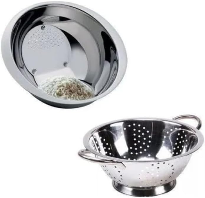 Kit Conjunto Escorredor De Massa e Macarrão 24cm com Alça em Inox...