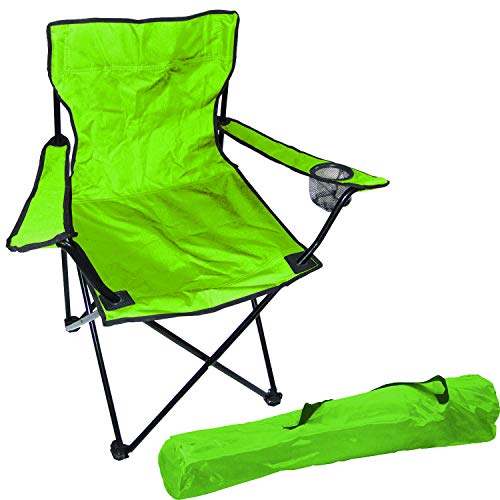 Sedia da pesca, pieghevole, da pesca, da regista, con portabicchieri e borsa in verde lime