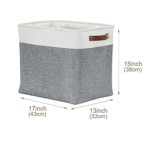 Image of DECOMOMO Foldable Storage Bin | Collapsible Sturdy Cationic Fabric Storage Basket Cube W /Handles for Organizing Shelf Nursery Home Closet (Slate Grey and White, Jumbo - 3 Pack)