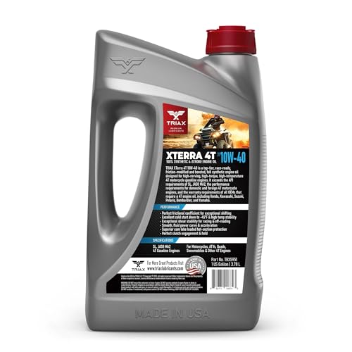 Image of TRIAX XTerra 4T 10W-40 Full Synthetic 4 Stroke Engine Oil | For Motorcycles, ATVs, Quads & Snowmobiles | Exceeds JASO MA2 & API SL /SM /SN | True All Season | Race Ready (4 Gallon Pack)