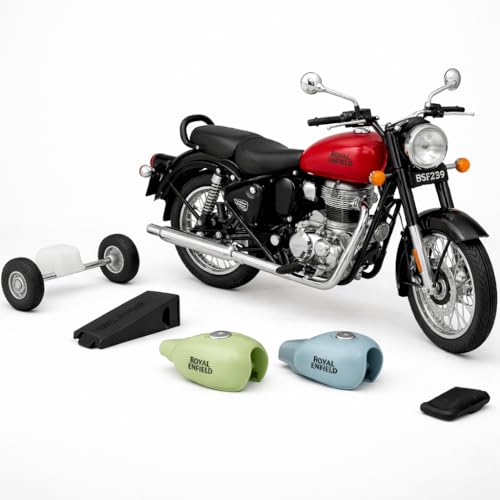 Image of Royal Enfield Classic 350 Toy Bike | 1:15 Scale Die Cast Model Motorcycle with Pull Back Action | Dual & Single Seat Mode | Interchangeable Tank Colors | Miniature Bike Toy