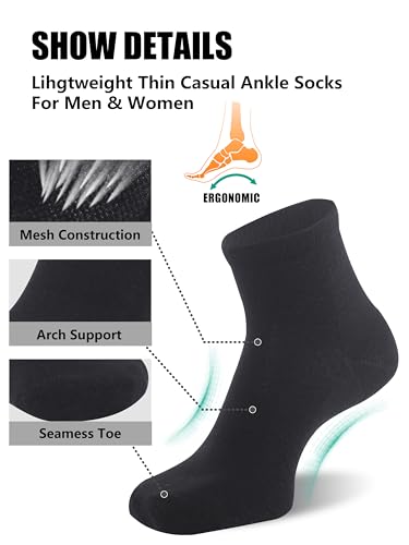 Image of Merino Wool Ankle Socks, Men's Women's 90% Wool Athletic Thin Running Moisture Wicking Socks, 3 Pairs
