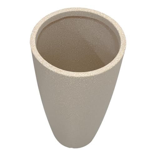 Image of Harshdeep Roto Planter - Venice - Indoor Outdoor Home Balcony Garden Decorative Round Durable Light Weight Stone Finish Plant Pot Dia 11 Inch Height 22 Inch (Cream Stone)