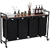 PioneerWorks Laundry Hamper, Laundry Basket Organizer Laundry Sorter with 4 Pull-Out and Removable Bags, Wheels and Top Shelf, Dirty Clothes Hamper for Laundry Room Bathroom Bedroom and Dorm
