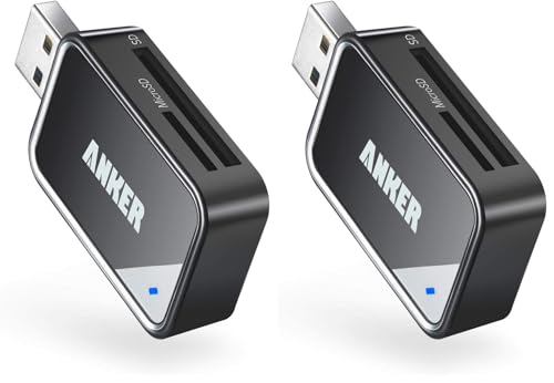 Image of Anker USB 3.0 SD Card Reader, 2-in-1 for SDXC, SDHC, MMC, RS-MMC, Micro SDXC, Micro SD, Micro SDHC, UHS-I Cards - CardReader, Micro SD Card Reader (Pack of 2)
