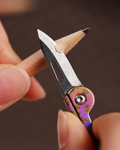 Image of KeyUnity KK05 Titanium Mini Pocket Knife, 1.06-Inch Blade, Graffiti Purple | Lightweight EDC Knife for opening packages and snack wrappers, removing clothing tags, and handling everyday tasks