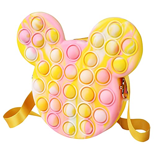 Pop It Purse Push Pop Shoulder Bag, Pop Bag Purse Push Fidget Toy, Dimple Fidget Bag Handbags Purse Toys, Popper Bubble Fidget Silicone Bag, for Students Kid Girls, School Supplies Backpack (Pink)