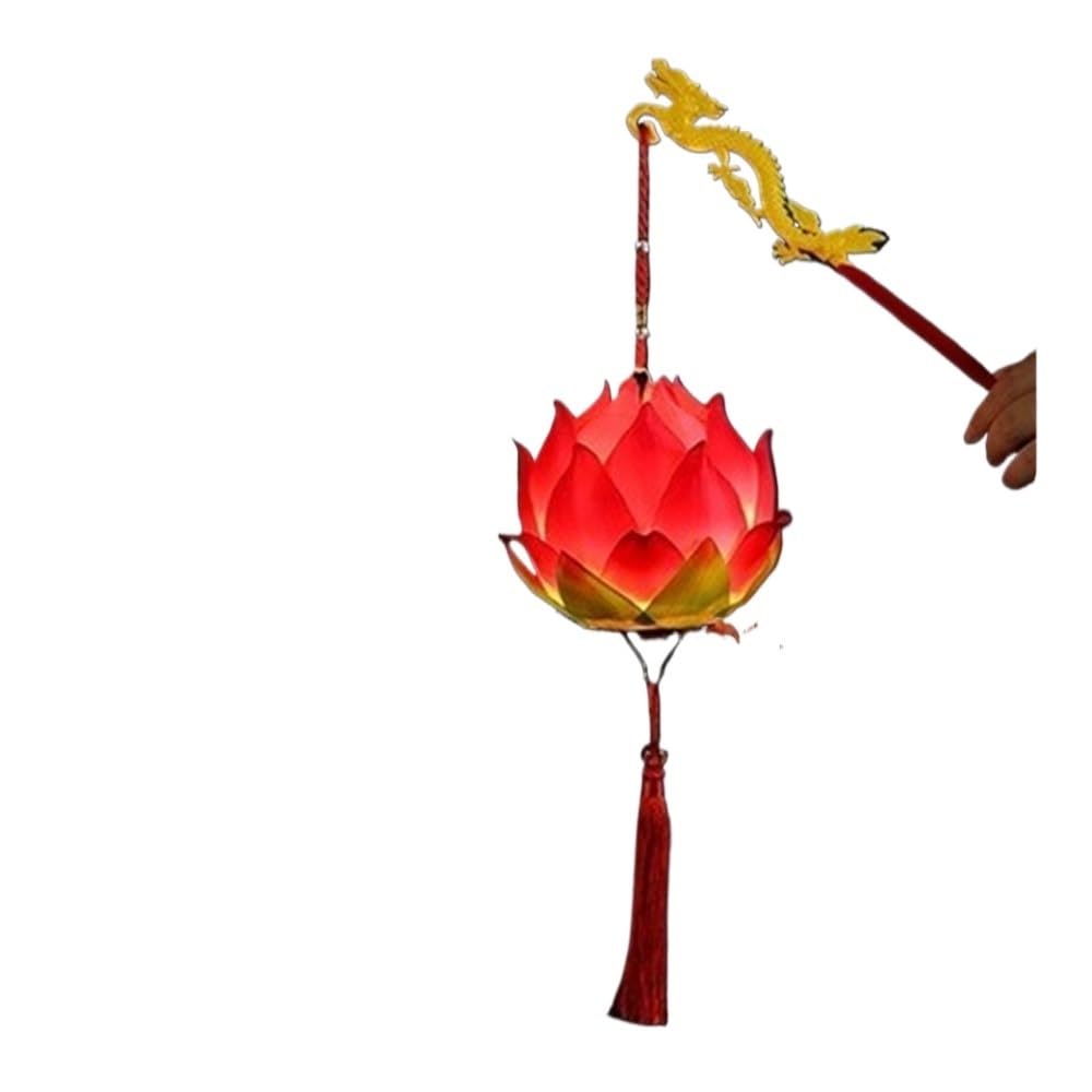 Lotus Lantern Portable Tassel Palace Lantern Chinese Retro Style Mid-Autumn Festival Lotus Lantern(A)